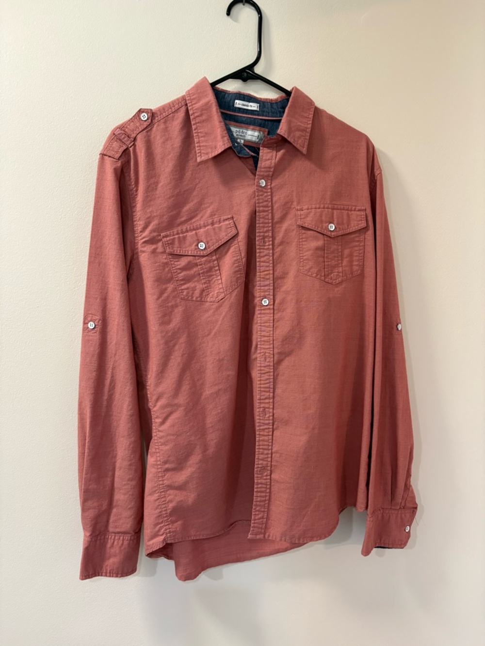 PD&C Men's Casual Button-Down Shirt Rust Red